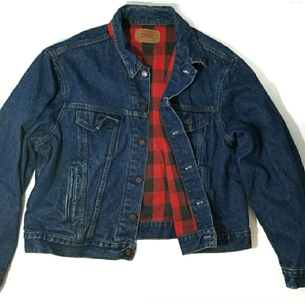 Vintage Levis Buffalo Plaid /Jean Trucker Jacket